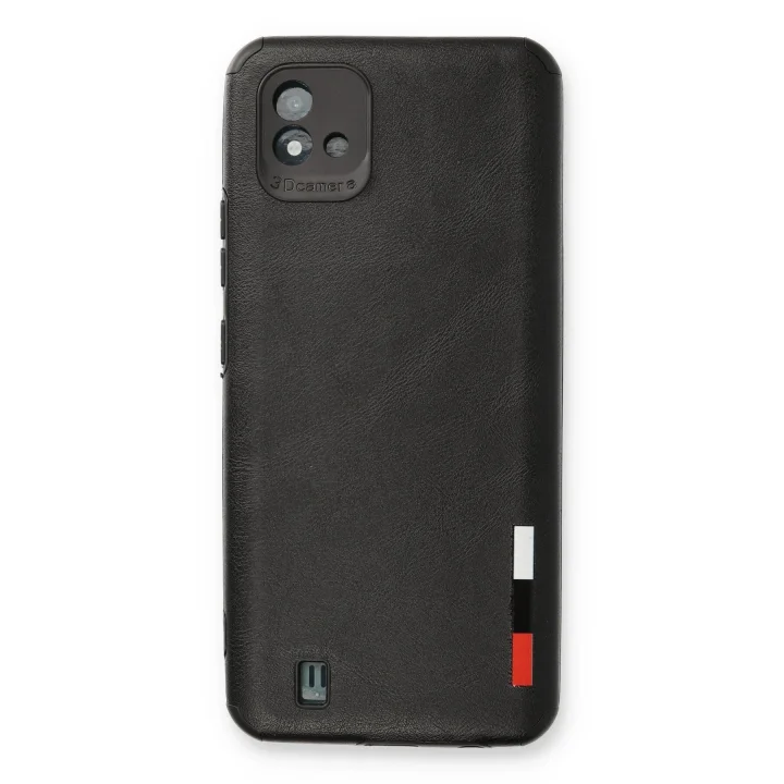 Mey İthalat®  Realme C11 2021 Kılıf Loop Deri Silikon - Siyah