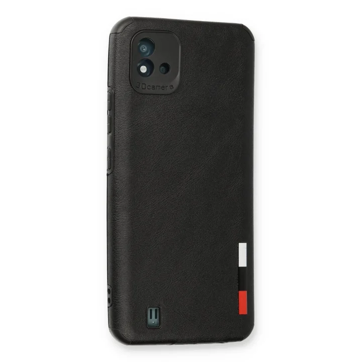 Mey İthalat®  Realme C11 2021 Kılıf Loop Deri Silikon - Siyah