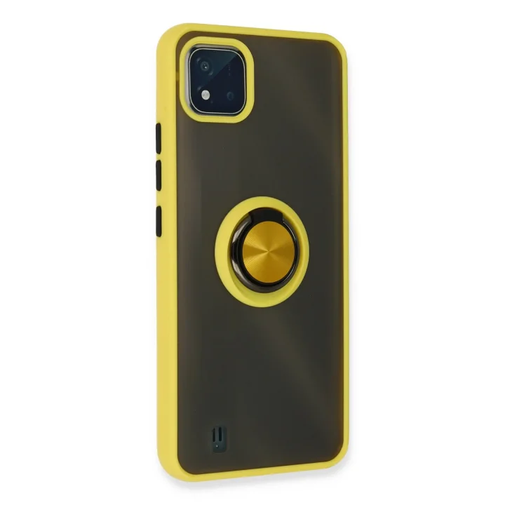 Mey İthalat®  Realme C11 2021 Kılıf Montreal Yüzüklü Silikon Kapak - Sarı
