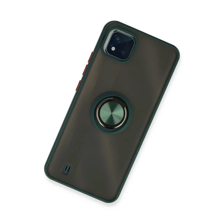 Mey İthalat®  Realme C11 2021 Kılıf Montreal Yüzüklü Silikon Kapak - Yeşil