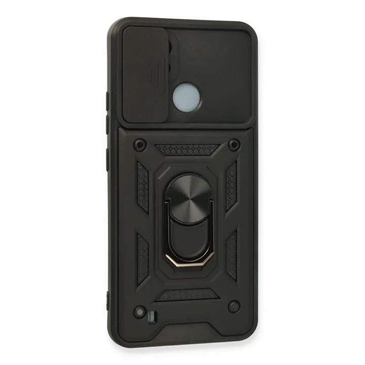 Mey İthalat®  Realme C11 2021 Kılıf Pars Lens Yüzüklü Silikon - Siyah