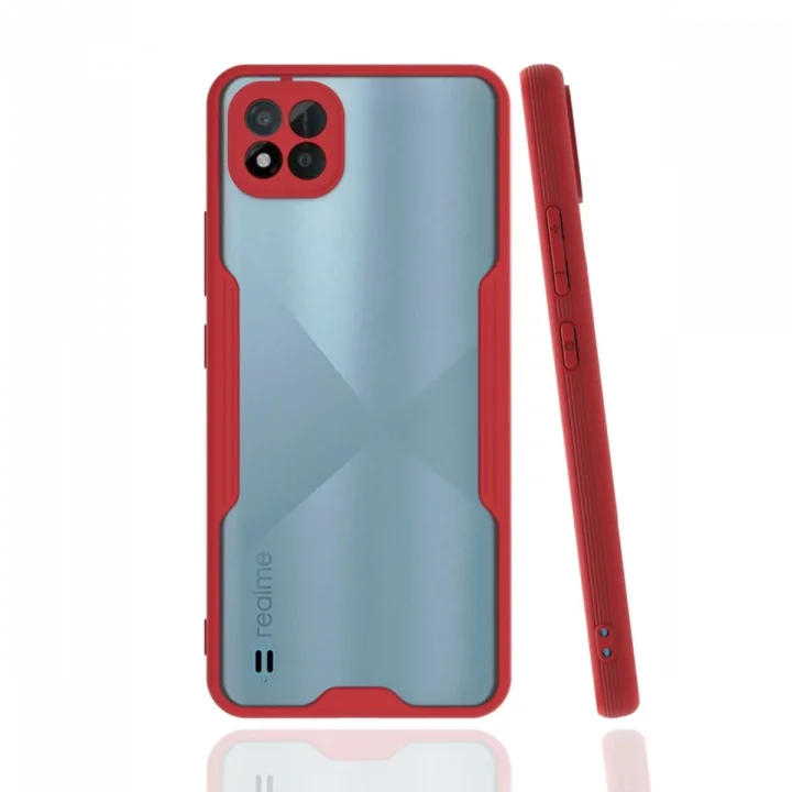 Mey İthalat®  Realme C11 2021 Kılıf Platin Silikon - Kırmızı