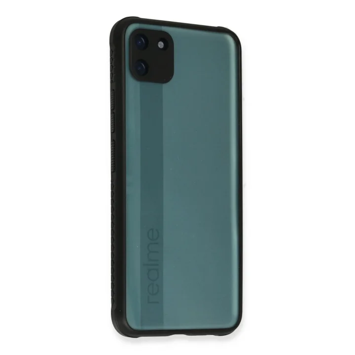 Mey İthalat®  Realme C11 Kılıf Miami Şeffaf Silikon - Siyah