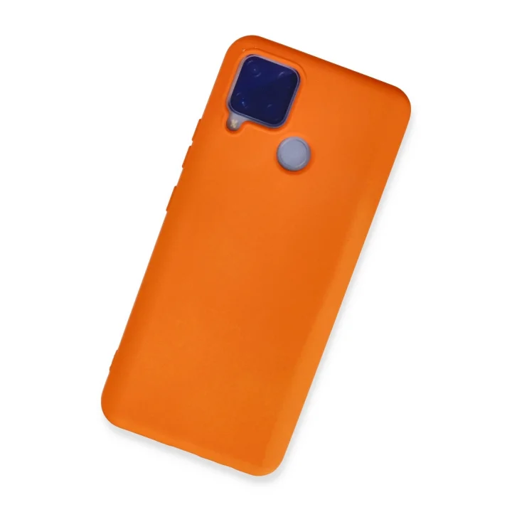 Mey İthalat®  Realme C15 Kılıf Nano içi Kadife Silikon - Turuncu