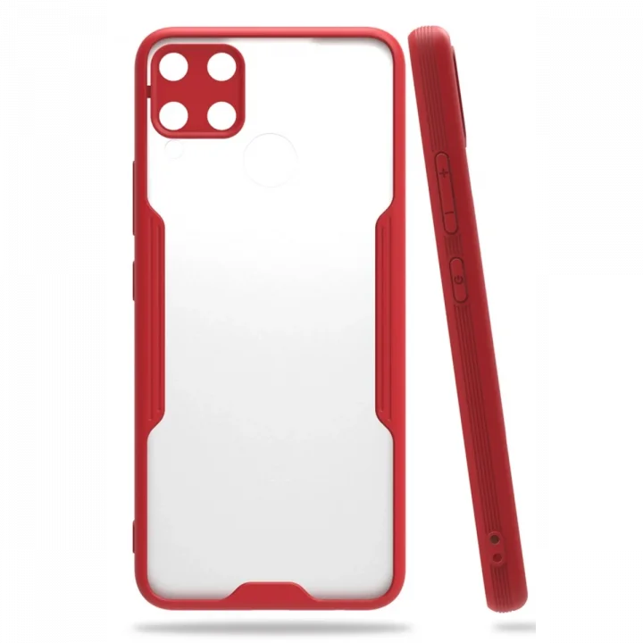 Mey İthalat®  Realme C15 Kılıf Platin Silikon - Kırmızı