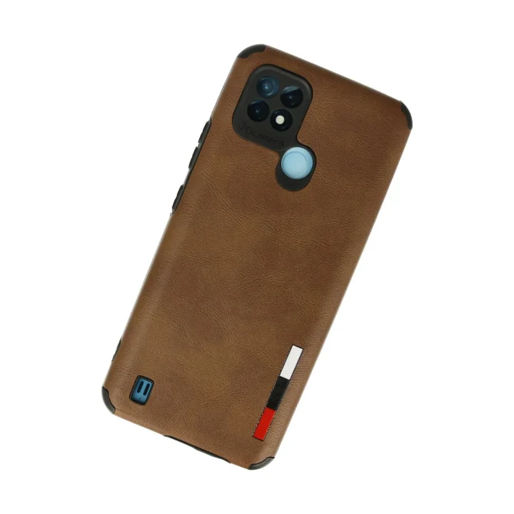 Mey İthalat®  Realme C21 Kılıf Loop Deri Silikon - Kahverengi