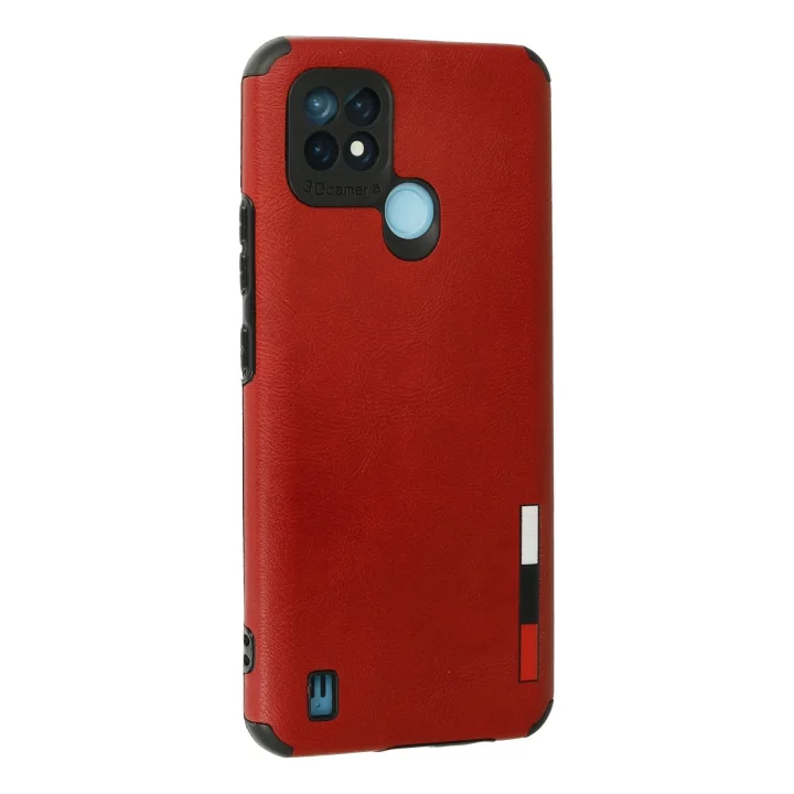 Mey İthalat®  Realme C21 Kılıf Loop Deri Silikon - Kırmızı