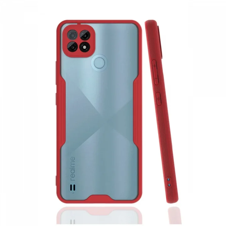 Mey İthalat®  Realme C21 Kılıf Platin Silikon - Kırmızı