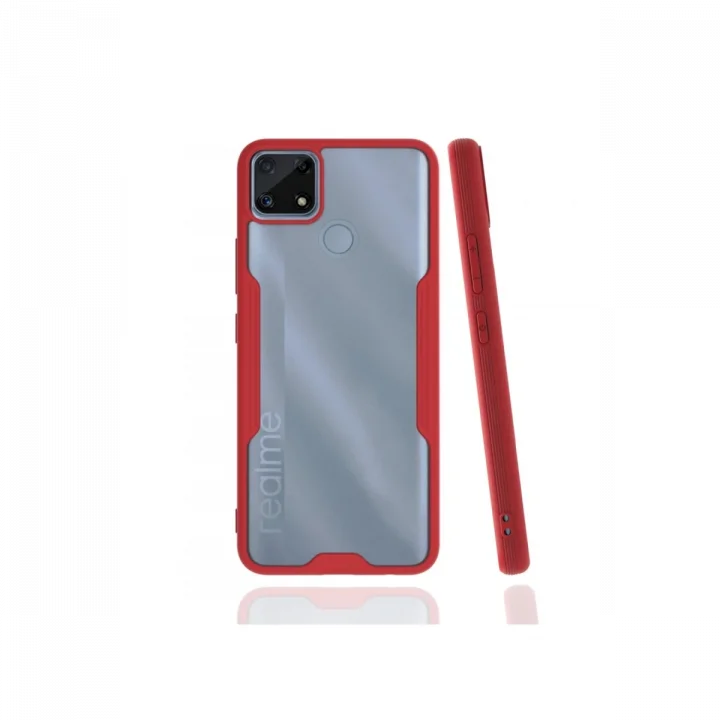 Mey İthalat®  Realme C25 Kılıf Platin Silikon - Kırmızı