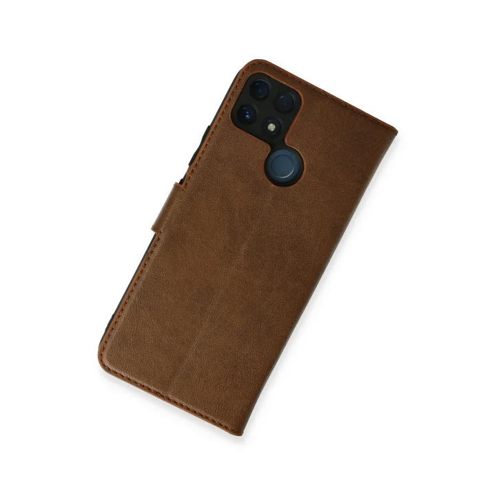 Mey İthalat®  Realme C25 Kılıf Trend S Plus Kapaklı Kılıf - Taba