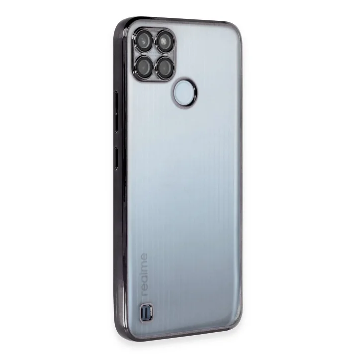 Mey İthalat®  Realme C25Y Kılıf  Lensli Silikon - Siyah