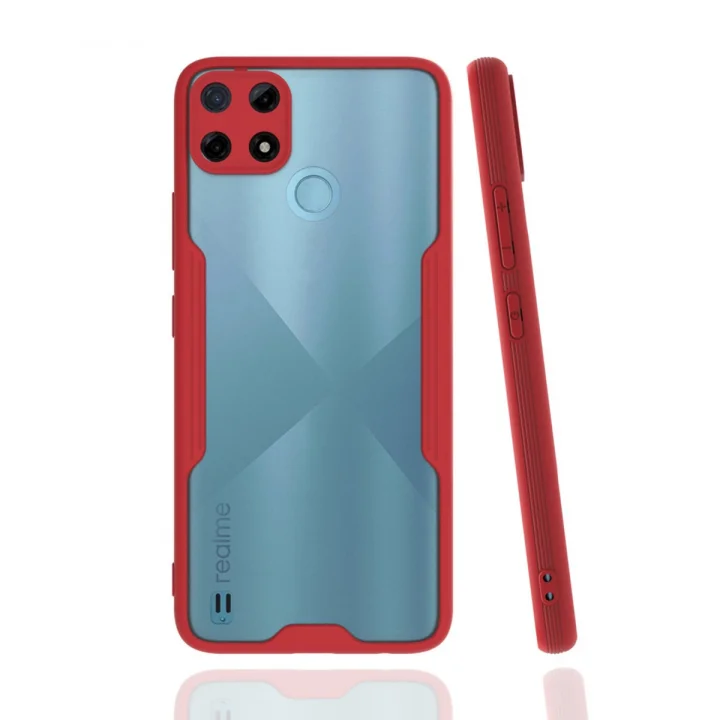 Mey İthalat®  Realme C25Y Kılıf Platin Silikon - Kırmızı