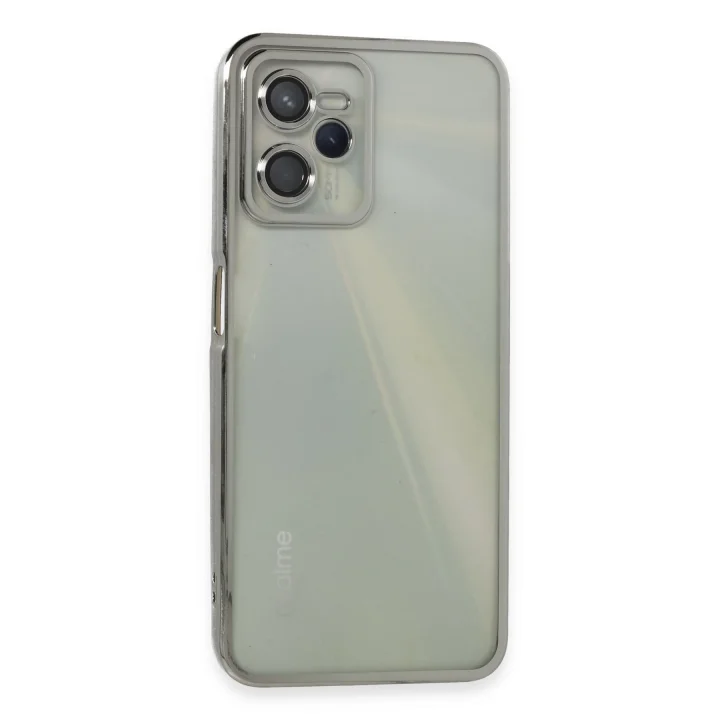 Mey İthalat®  Realme C35 Kılıf  Lensli Silikon - Gümüş