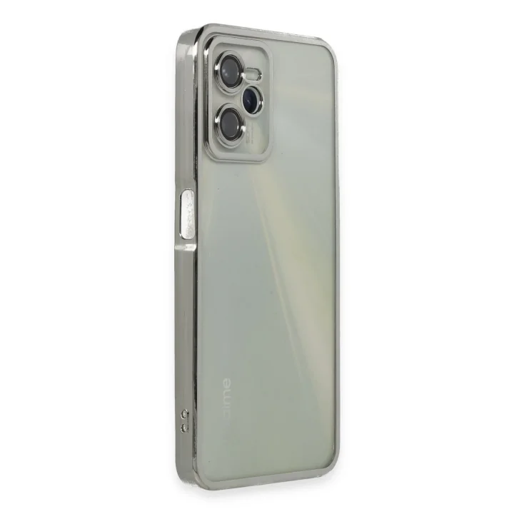 Mey İthalat®  Realme C35 Kılıf  Lensli Silikon - Gümüş