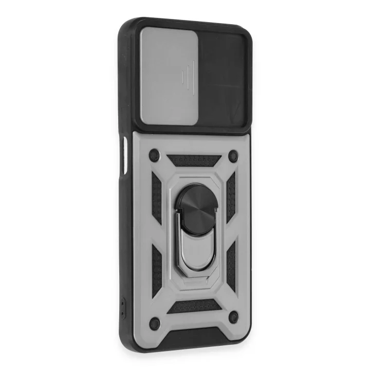 Mey İthalat®  Realme C35 Kılıf Pars Lens Yüzüklü Silikon - Gümüş