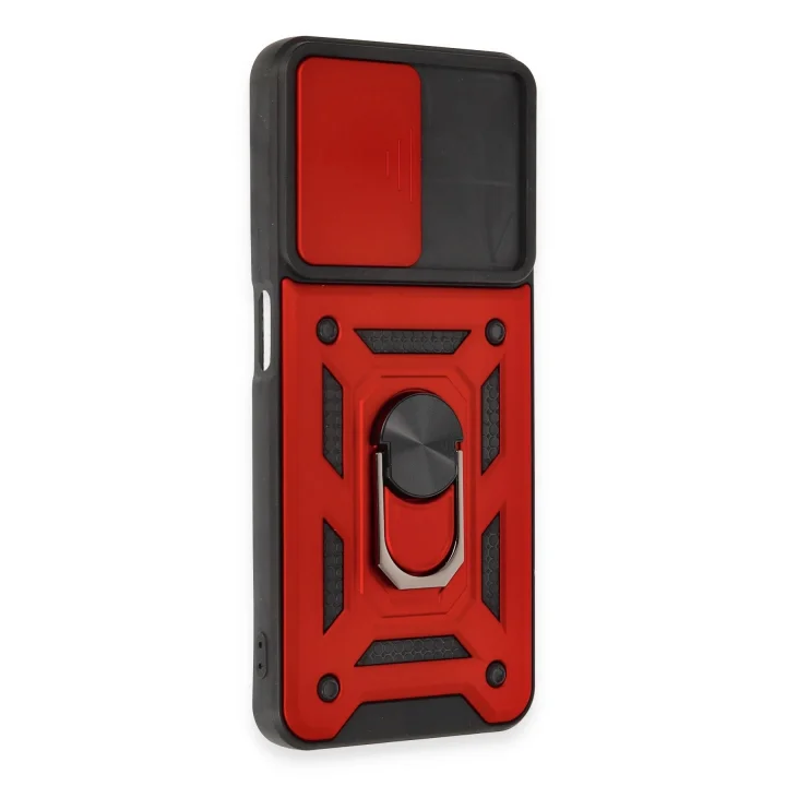 Mey İthalat®  Realme C35 Kılıf Pars Lens Yüzüklü Silikon - Kırmızı