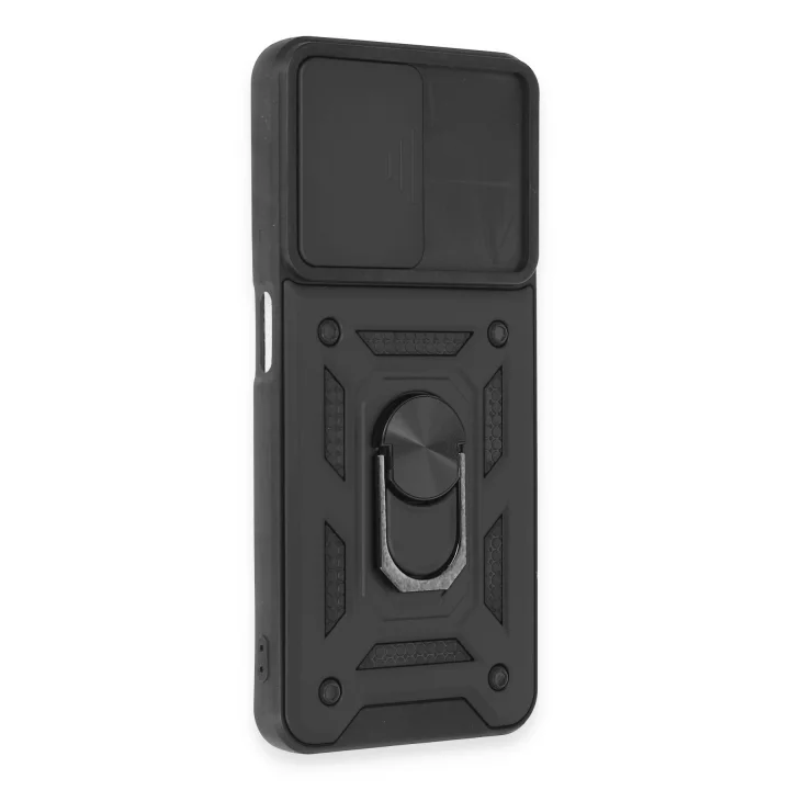 Mey İthalat®  Realme C35 Kılıf Pars Lens Yüzüklü Silikon - Siyah