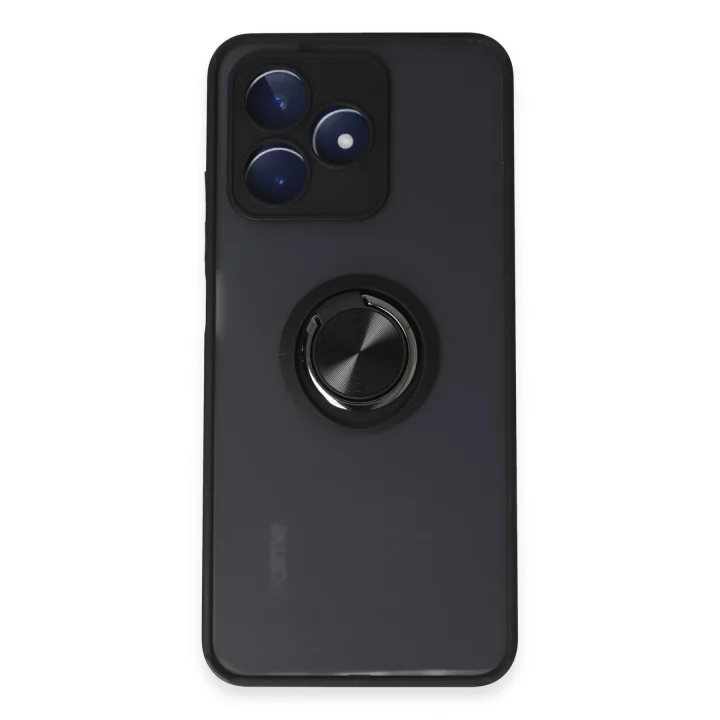 Mey İthalat®  Realme C53 Kılıf Montreal Yüzüklü Silikon Kapak - Siyah