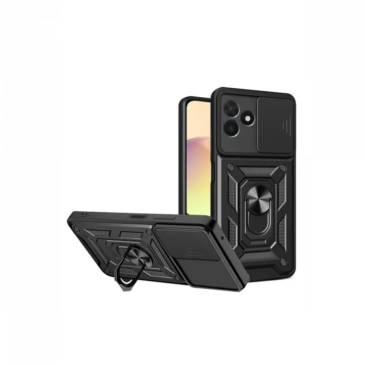 Mey İthalat®  Realme C53 Kılıf Pars Lens Yüzüklü Silikon - Siyah