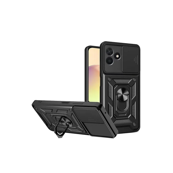 Mey İthalat®  Realme C53 Kılıf Pars Lens Yüzüklü Silikon - Siyah