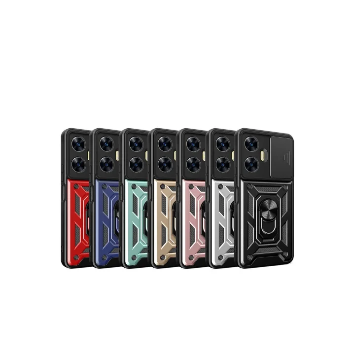 Mey İthalat®  Realme C55 Kılıf Pars Lens Yüzüklü Silikon - Yeşil