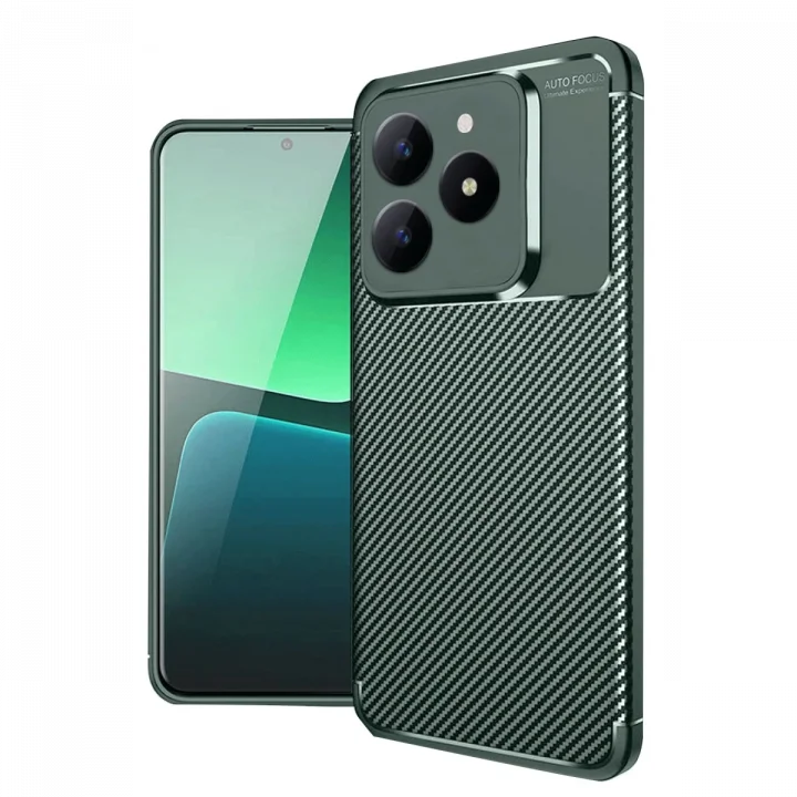 Mey İthalat®  Realme C61 Kılıf Auto Focus Karbon Kapak - Koyu Yeşil