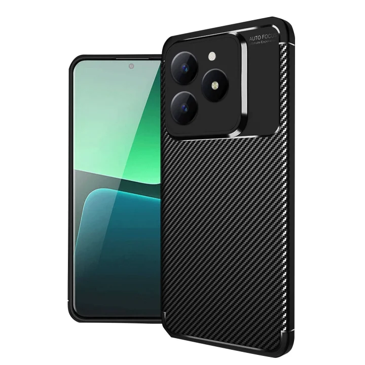 Mey İthalat®  Realme C61 Kılıf Auto Focus Karbon Kapak - Siyah