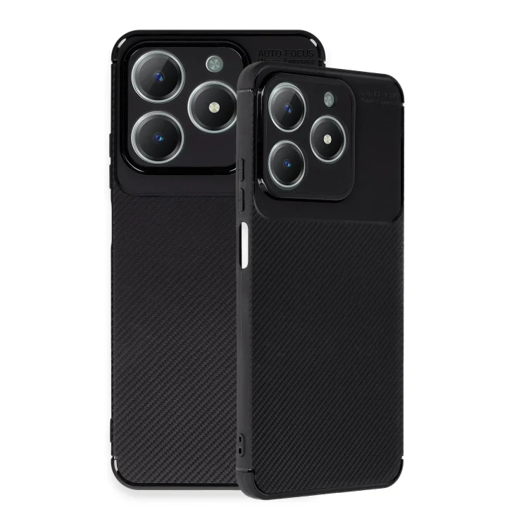 Mey İthalat®  Realme C61 Kılıf Auto Focus Karbon Kapak - Siyah