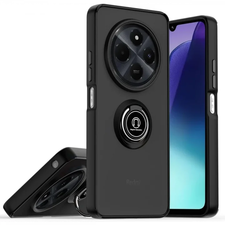 Mey İthalat®  Realme C75 4G Kılıf Montreal Yüzüklü Silikon Kapak - Siyah