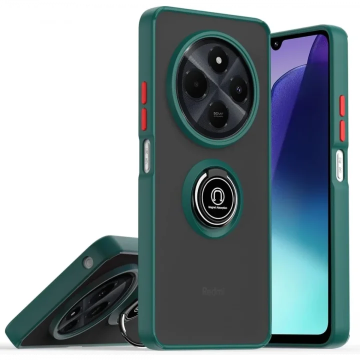 Mey İthalat®  Realme C75 4G Kılıf Montreal Yüzüklü Silikon Kapak - Yeşil