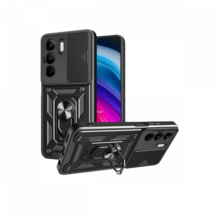 Mey İthalat®  Realme C75 4G Kılıf Pars Lens Yüzüklü Silikon - Siyah