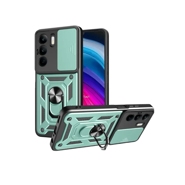 Mey İthalat®  Realme C75 4G Kılıf Pars Lens Yüzüklü Silikon - Yeşil