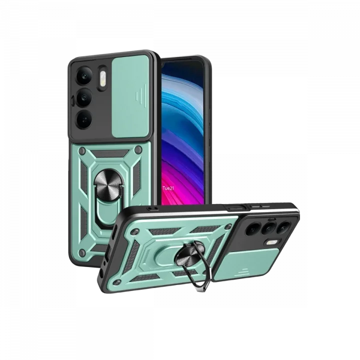 Mey İthalat®  Realme C75 4G Kılıf Pars Lens Yüzüklü Silikon - Yeşil