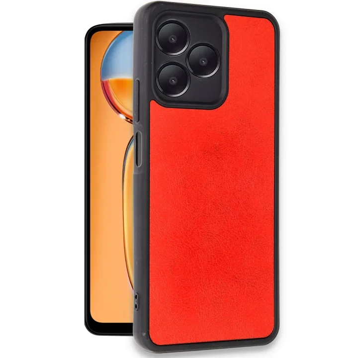 Mey İthalat®  Realme Note 50 4G Kılıf Aras Deri Kapak - Kırmızı