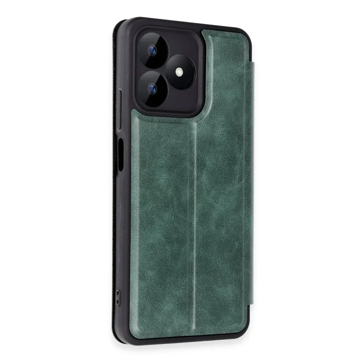Mey İthalat®  Realme Note 50 4G Kılıf Flip Cover - Koyu Yeşil