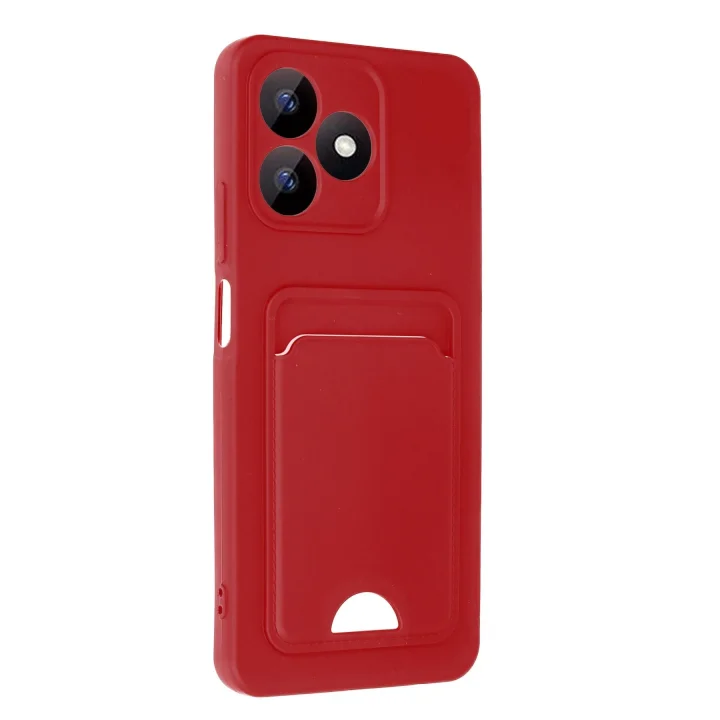 Mey İthalat®  Realme Note 50 4G Kılıf Kelvin Kartvizitli Silikon - Kırmızı