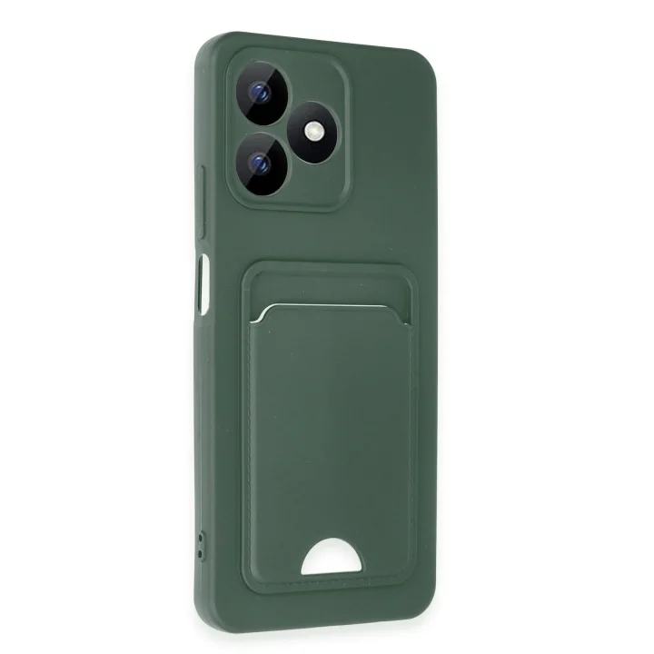 Mey İthalat®  Realme Note 50 4G Kılıf Kelvin Kartvizitli Silikon - Koyu Yeşil