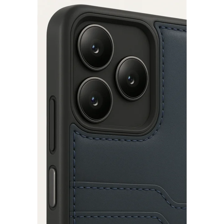 Mey İthalat®  Realme Note 50 4G Kılıf Sara Kartvizitli Deri Kılıf - Lacivert
