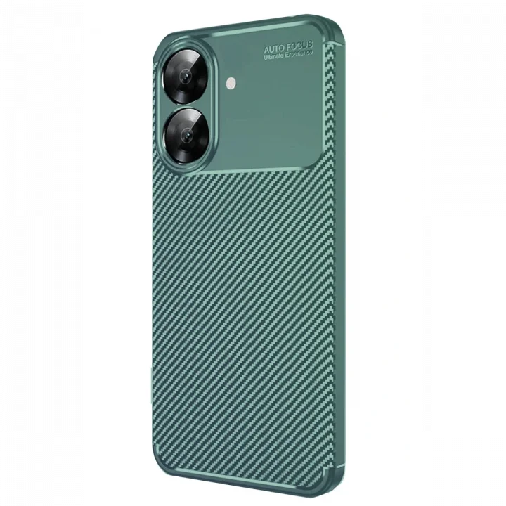Mey İthalat®  Realme Note 60 Kılıf Auto Focus Karbon Kapak - Koyu Yeşil