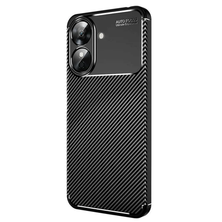 Mey İthalat®  Realme Note 60 Kılıf Auto Focus Karbon Kapak - Siyah