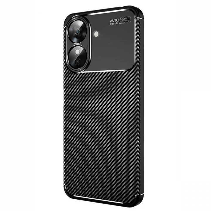 Mey İthalat®  Realme Note 60 Kılıf Auto Focus Karbon Kapak - Siyah