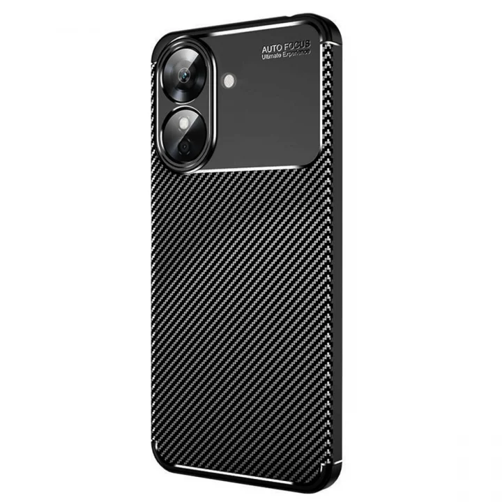 Mey İthalat®  Realme Note 60 Kılıf Auto Focus Karbon Kapak - Siyah