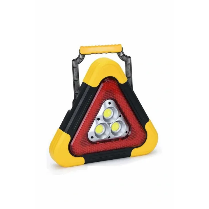 Mey İthalat® Reflektör Güneş Panelli Solarlı Şarjlı Üçgen Işıklı Trafik Reflektör Fener