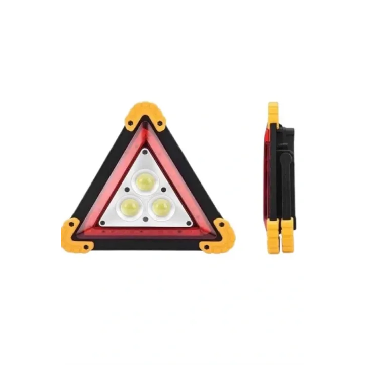 Mey İthalat® Reflektör Işıklı Ikaz Lambası Şarjlı Çok Fonksiyonlu Işıklı Üçgen Reflektör