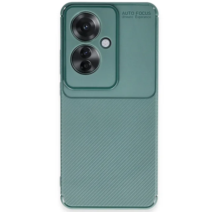 Mey İthalat®   Reno 11F Kılıf Auto Focus Karbon Kapak - Koyu Yeşil