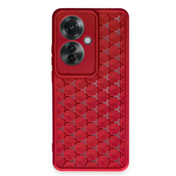 Mey İthalat®   Reno 11F Kılıf Petek Silikon Kapak - Kırmızı