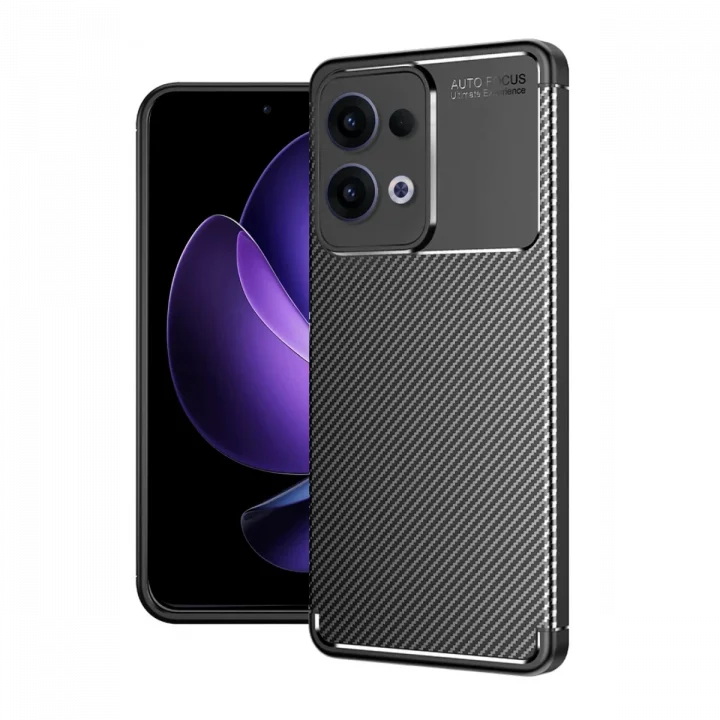 Mey İthalat®   Reno 13 Pro Kılıf Auto Focus Karbon Kapak - Siyah