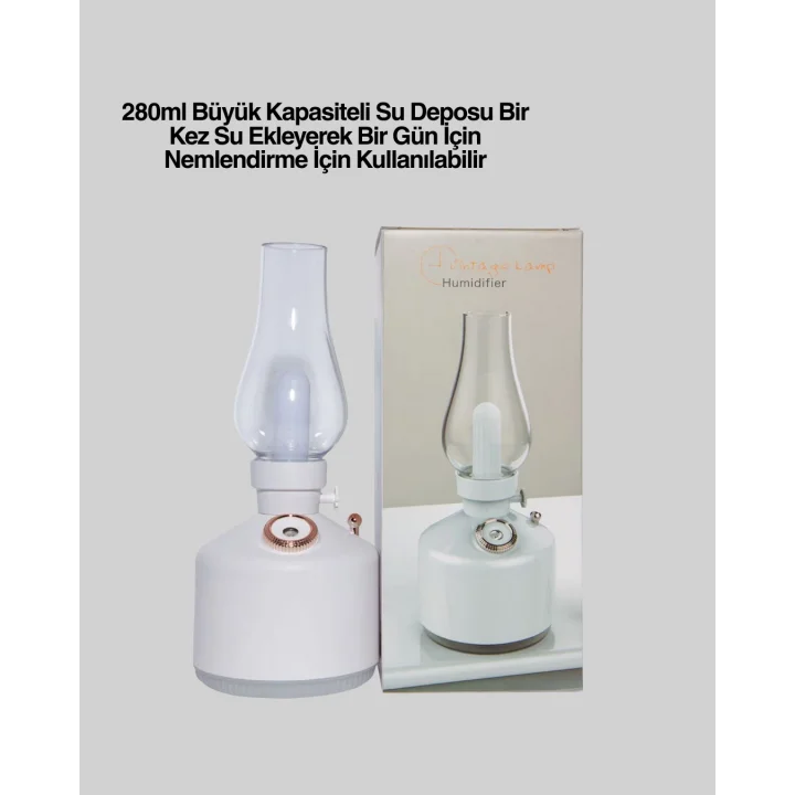 Mey İthalat® Retro Gaz Lambası Görünümlü Ledli Buhar Püskürtücü Aroma Difüzör