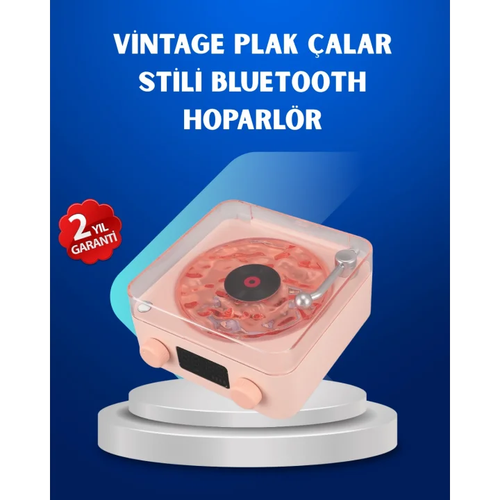 Mey İthalat® Retro Saatli Bluetooth Hoparlör – Gece Lambalı Kristal Ses Kalitesi