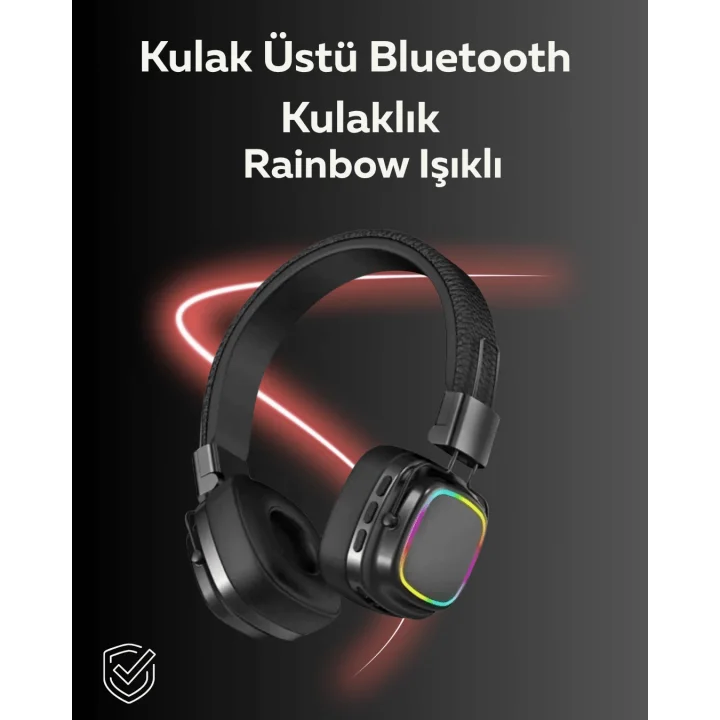 Mey İthalat® RGB Işıklı Katlanabilir Bluetooth 5.3 Kulak Üstü Kulaklık